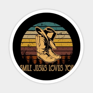 Smile Jesus Loves You Cowboy Boots Magnet